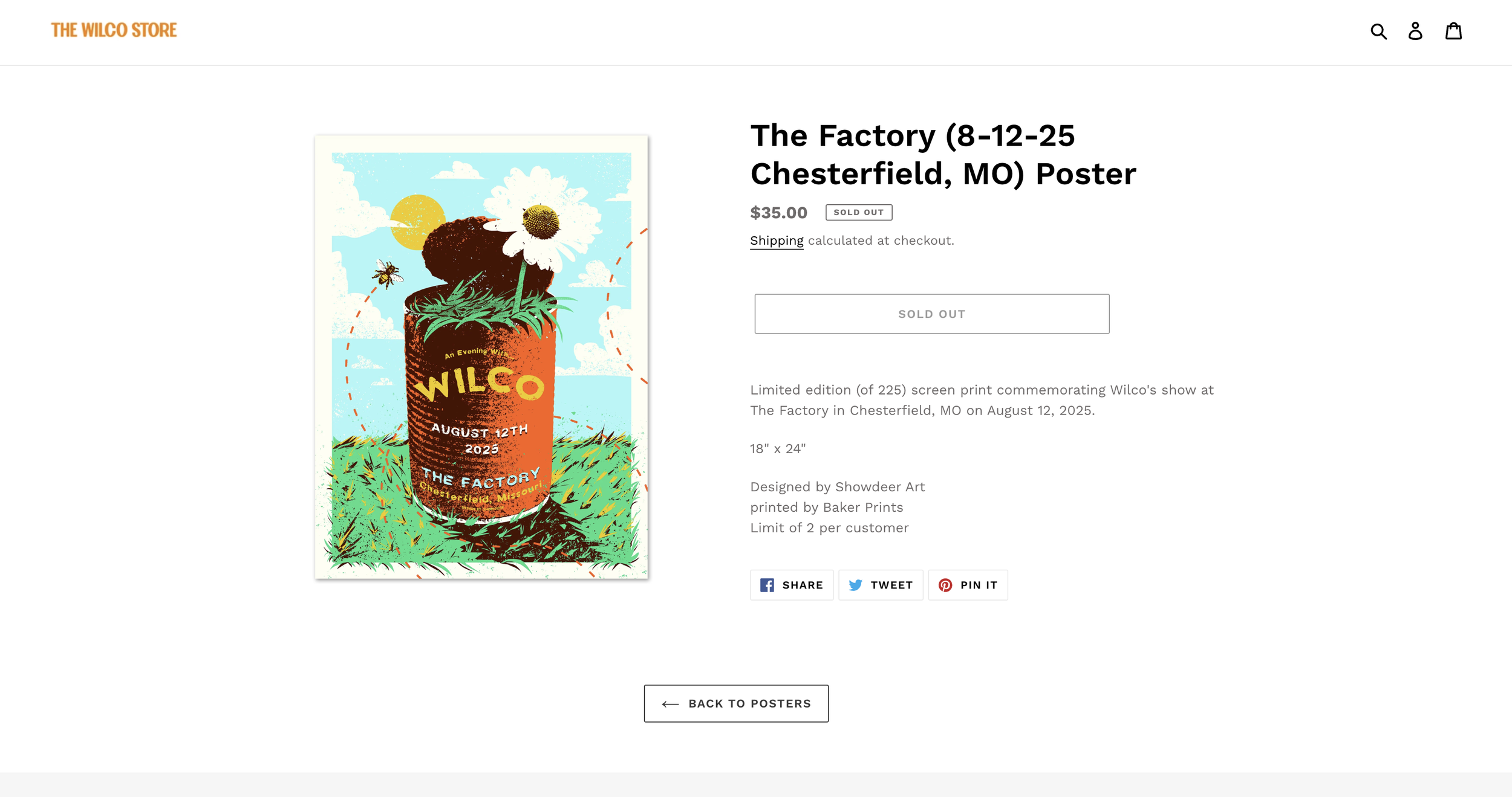 Wilco Poster Live at Chesterfield, Missouri @ The Factory | AUGUST